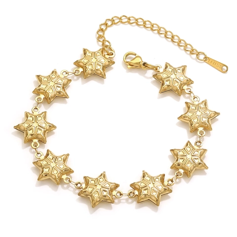 Bracciale Minimalista in Acciaio Inossidabile Placcato Oro Donna Conchiglia Cuore Croce Stella Geometrico Gioielli Moda
