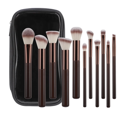 Professionelles Make-up Pinsel Holzgriff Synthetikfaser Für Puder Foundation Lidschatten Tragbare Beauty Tools