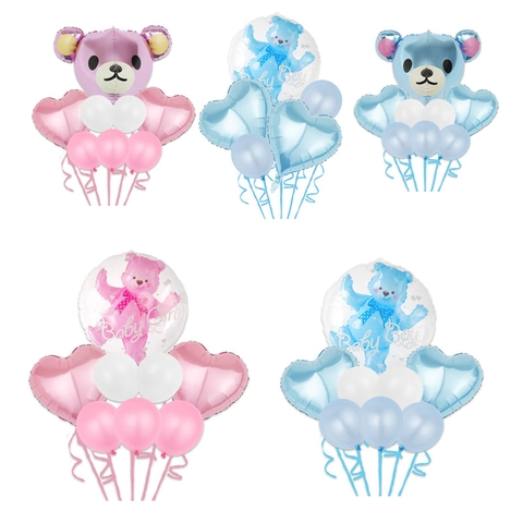 Cartoon Bär Transparent Doppelballon Aluminiumfolie Latex Herzform Für Babyparty Geburtstag Party Dekoration Requisite