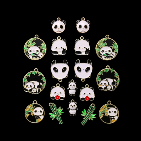 Panda Bambus Anhänger Legierung Emaille DIY Schmuck Zubehör Für Ohrringe Schlüsselanhänger Armband China Stil