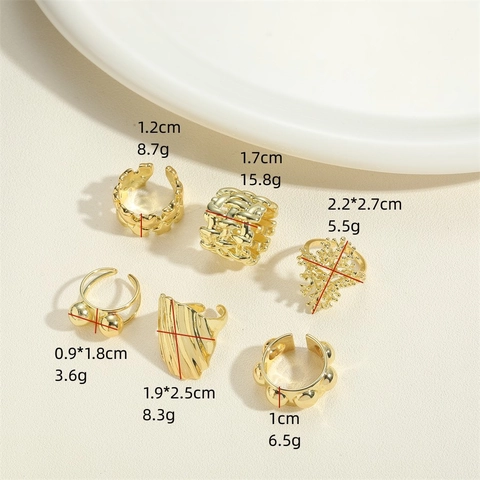 Anello Aperto In Rame Placcato Oro 14K Stella Intrecciata Ondulata Geometrica Regolabile Gioielli Estetici Minimalisti
