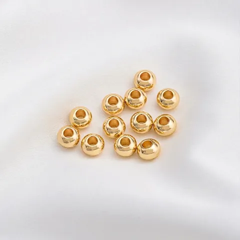Polierte Rad Zwischenperlen Grosses Loch 14K Gold Gefuellt Kupfer Lose Perlen Fuer DIY Schmuckherstellung