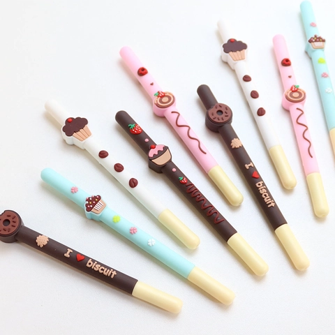 Penna Gel Simpatico Dessert Silicone Cupcake Donut Design Inchiostro Nero Cancelleria Scuola Ufficio Novità Cioccolato