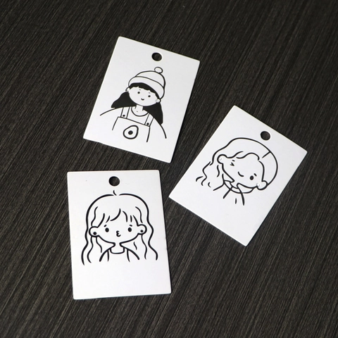 Cartellini Per Orecchini Carta Patinata Simpatica Ragazza Cartone Animato Disegno A Linee Per Confezioni Gioielli Stile Giapponese