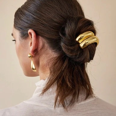 Minimalist Metal Ponytail Cuffs Alloy Geometric Hair Ties Polished Luxury Fashion Headwear Accessories For Women