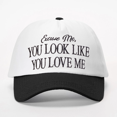 Embroidered Letter Baseball Cap Color Block Curved Brim Sunshade Adjustable Outdoor Fashion Hat For Women And Men