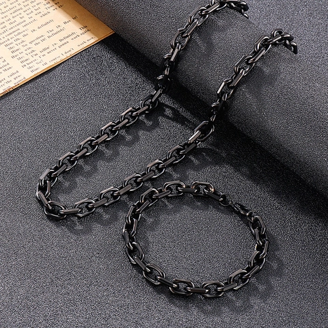 Collar Y Pulsera De Cadena 316L Acero Inoxidable Hip Hop Punk Estilo Industrial Joyas Hipoalergénicas Para Hombres