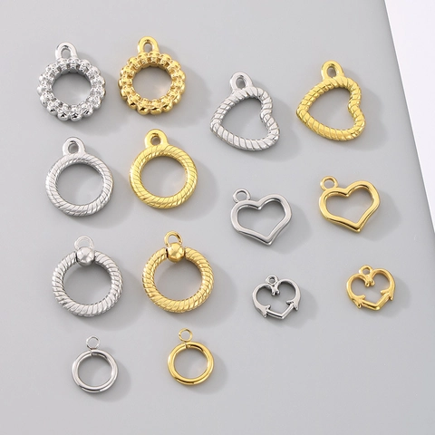 Accesorios Para Joyería DIY De Acero Inoxidable Para Collares Pulseras Conectores Forma Corazón Redondo Hip Hop Gótico