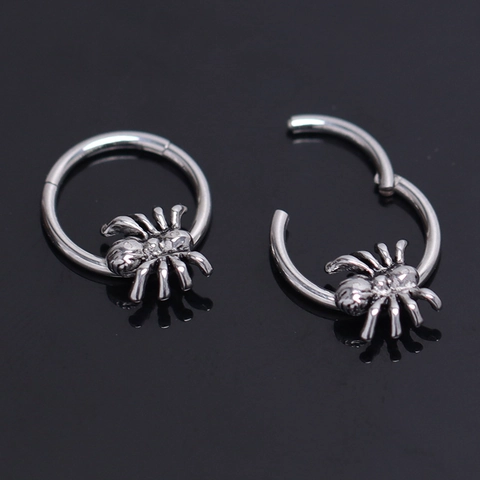 Boucles d'Oreilles Créoles Araignée en Acier Inoxydable Punk Clous d'Oreilles Animaux Gothiques Hommes Femmes Bijoux Araignée Argent