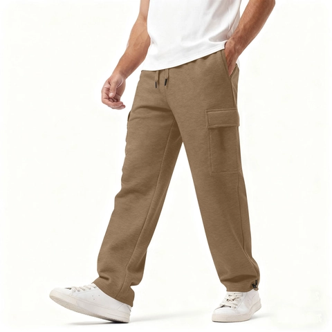 Pantaloni Cargo Uomo Joggers Pile Poliestere Con Tasche Laterali Coulisse In Vita Casual Sportivo Stile Hip Hop