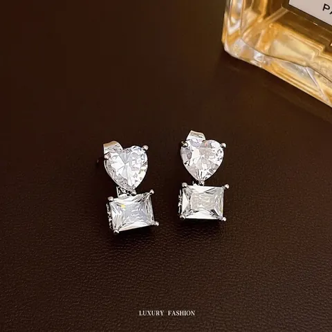 Zirkon Schleife Blume Herz Ohrringe Mit Silber Ohrstecker Kupfer Luxus Mode Schmuck Damen