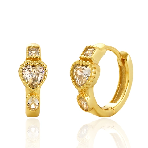 S925 Sterling Silver Heart Zirconia Hoop Earrings For Women French Light Luxury Gold Silver Plated Huggie Earrings Jewelry