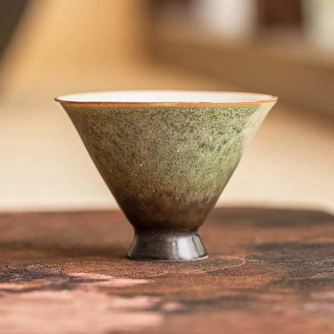Keramik Teetasse Ofenverwandelte Glasur Smaragdgrün Sternenhimmel Douli Form Vintage Chinesisch Meister Tasse