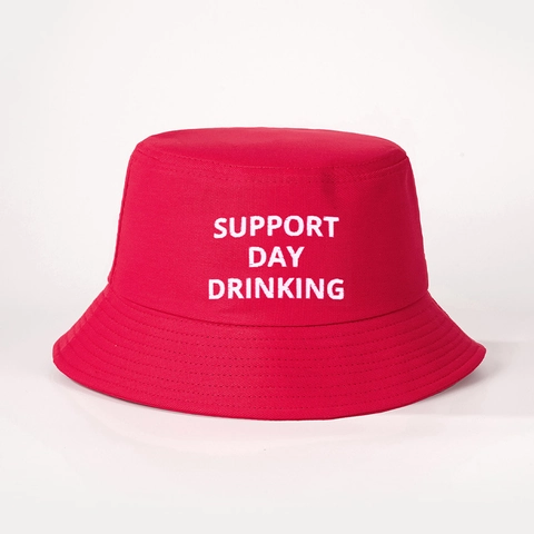 Bucket Hat Baumwolle Segeltuch Support Day Drinking Buchstabendruck Sonnenschutz Faltbar Lässig Streetwear Flacher Hut