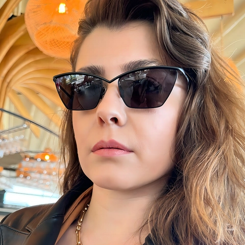Occhiali Da Sole Cat Eye Retrò Montatura In Metallo Irregolare Protezione UV400 Moda Per Donna