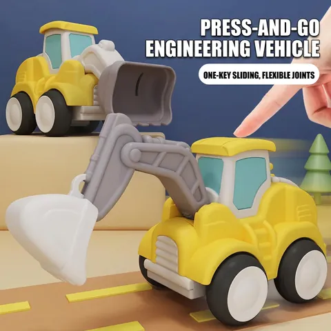 Giocattolo Veicolo Da Cantiere Trazione A Pressione Plastica ABS Escavatore Bulldozer Rullo Per Bambini Piccoli