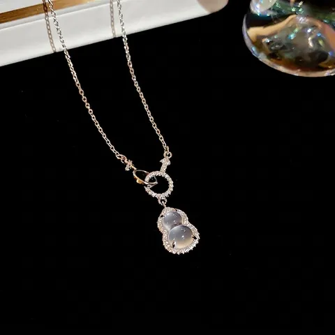 Collier Avec Pendentif En Forme De Gourde En Cuivre Incrusté De Zircon Style Chinois Minimaliste Bijoux Femme