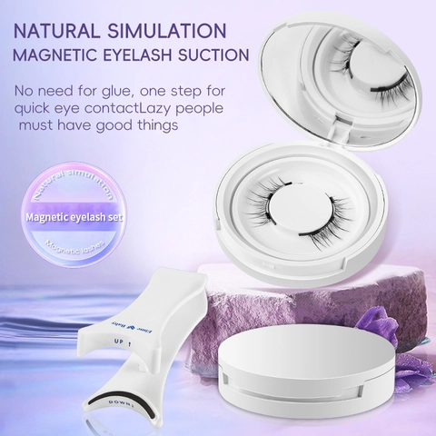 Magnetic Eyelashes With Mirror Storage Case And Applicator Glue Free Reusable Natural Long Thick Simulation Synthetic Fiber