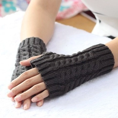 Guantes De Punto Sin Dedos Invierno Cálido Patrón De Trenzas Acrílico Lana Corto Medio Dedo Para Hombres Mujeres Unisex