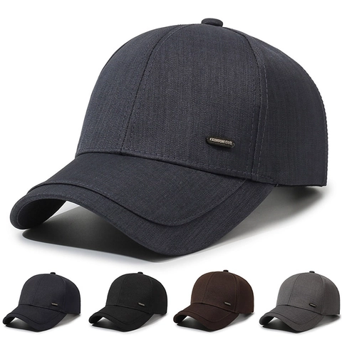 Men Baseball Cap Sun Protection Outdoor Casual Simple Solid Color Adjustable Metal Buckle Fashion Label
