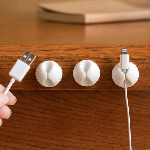 Cable Organizer Silicone Desktop Wire Management Holder Adhesive Cord Clip Circular USB Charger Line Storage