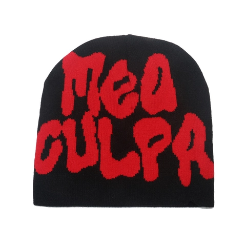 Strickmütze Acryl MEA CULPA Buchstaben Jacquard Warm Winddicht Streetwear Hip Hop Wintermütze Für Damen Herren
