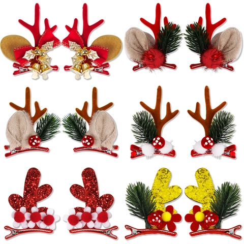 Fermagli per Capelli con Corna di Renna di Natale Con Paillettes Campane Fiocchi Copricapo Decorativo per Festa di Festival per Donne Ragazze Accessori per Capelli
