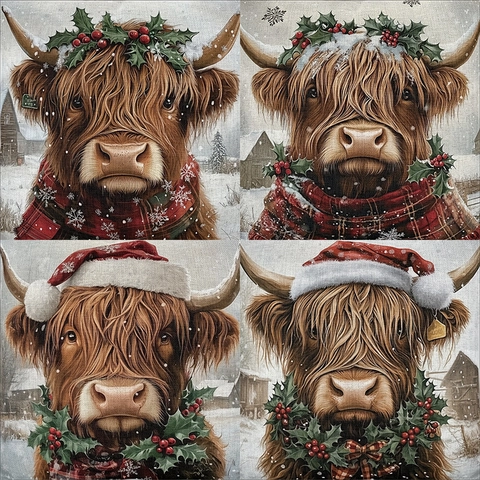 Kerst Hoogland Koe Kussenslopen Katoen Linnen Decoratieve Vierkante Kussenhoes Voor Sofa Couch Winter Boerderij Decor