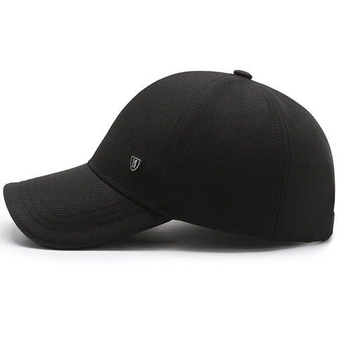 Gorra De Béisbol Para Hombre Sarga De Algodón Protección Solar Ajustable Informal Color Sólido Con Decoración De Escudo De Metal