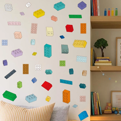 Adesivi Murali Mattoncini PVC Colorati Blocchi Decalcomanie Per Cameretta Bambini Stanza Giochi Decorazione Casa DIY