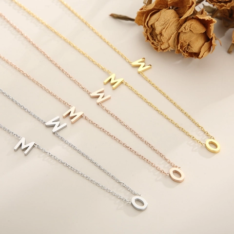 Mom Letter Necklace Stainless Steel Dainty Pendant Chain French Retro Style Jewelry Mother Day Gift For Women Accessory