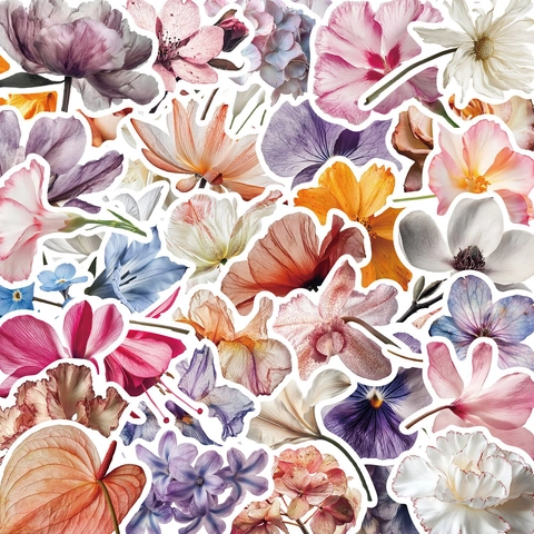 Florale Aufkleber Wasserdicht PVC Vintage Blumen Decals Für Laptop Gepäck Gitarre Dekoration Bunte Scrapbooking