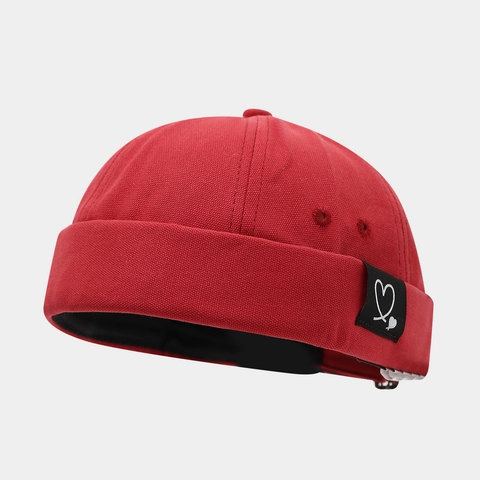 Cotton Docker Hat Brimless Miki Cap With Heart Label Adjustable Retro Streetwear Skull Cap For Men Women Casual