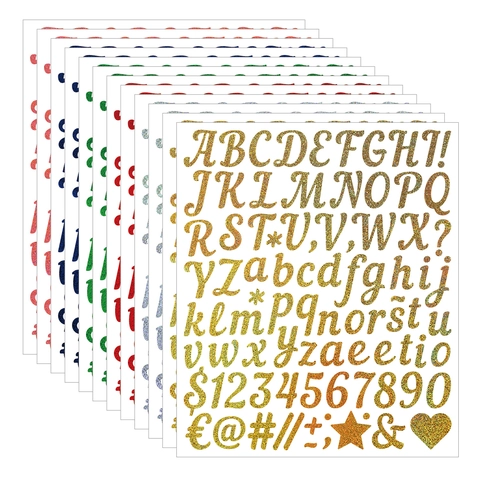 Glitzer Alphabet Buchstaben Und Zahlen Aufkleber Wasserfeste Vinyl Schimmer Decals Für Scrapbooking DIY Basteln