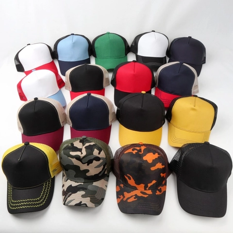 Breathable Mesh Trucker Hat Cotton Polyester Sun Protection Outdoor Sports Camouflage Baseball Cap Adjustable