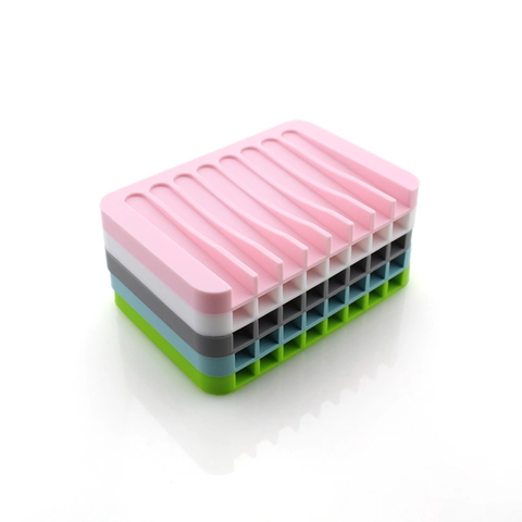Silicone Soap Dish Self Draining Soap Holder Bar Soap Tray Flexible Non-Slip For Bathroom And Kitchen Countertop