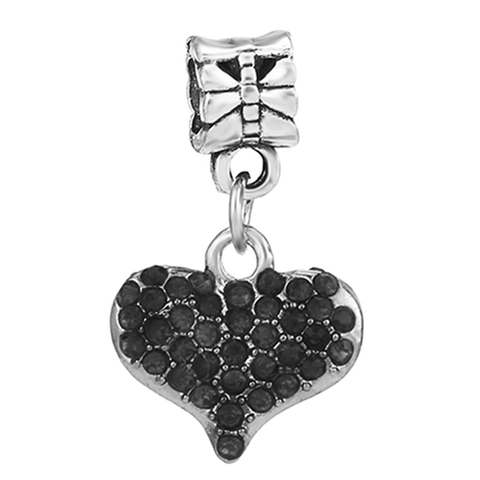 DIY Jewelry Charms Beads Black Rhinestone Alloy Heart Butterfly Star Flower Pendant For Bracelet Necklace Making
