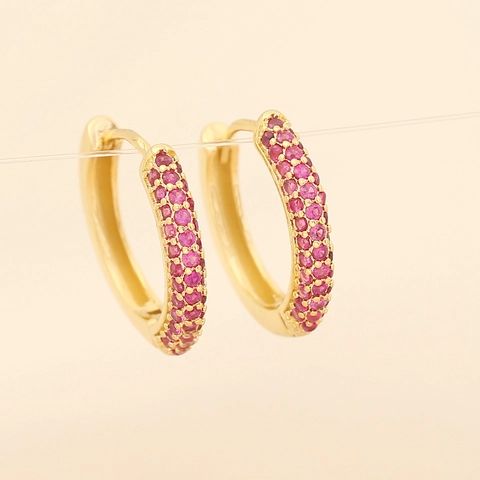 Huggie Hoop Ohrringe Kupfer 18K Vergoldet Micro Pave Zirkonia Geometrischer Bunter Schmuck Für Damen
