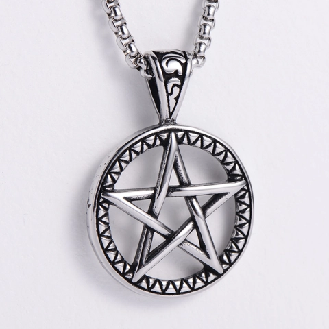 Collana Con Ciondolo A Stella Pentacolo Acciaio Inossidabile Retro Gothic Punk Gioielli Da Uomo Streetwear