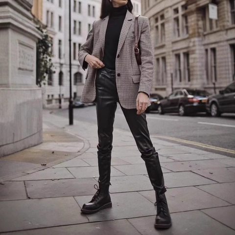 Γυναικείο Σακάκι Μπλέιζερ Με Σχέδιο Houndstooth Πολυεστέρας Μακρυμάνικο Πέτο Κομψό Vintage Σακάκι Κοστουμιού