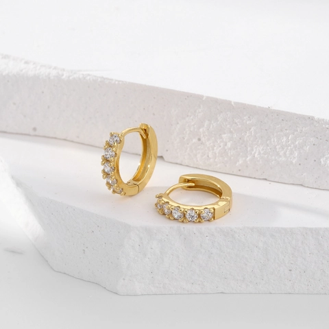 925 Sterlingsilber Huggie Hoop Ohrringe für Damen Luxuriöses Pavé Zirkonia Minimalistische Tägliche Modeschmuck Ohrringe