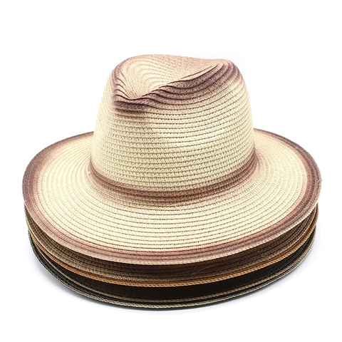 Cappello Fedora In Paglia Sfumato Protezione Solare Traspirante Spiaggia Viaggio Stile Britannico Jazz Panama Per Uomo Donna