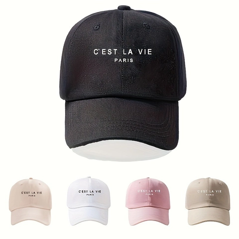Casquette De Baseball En Coton Lavé C'EST LA VIE PARIS Imprimé Lettres Rétro Ajustable Chapeau Soleil Décontracté Hommes Femmes