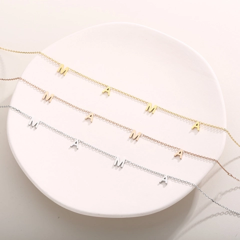 Edelstahl MAMA Buchstaben Anhänger Halskette Zierlicher Minimalistischer Schmuck Muttertagsgeschenk Für Damen