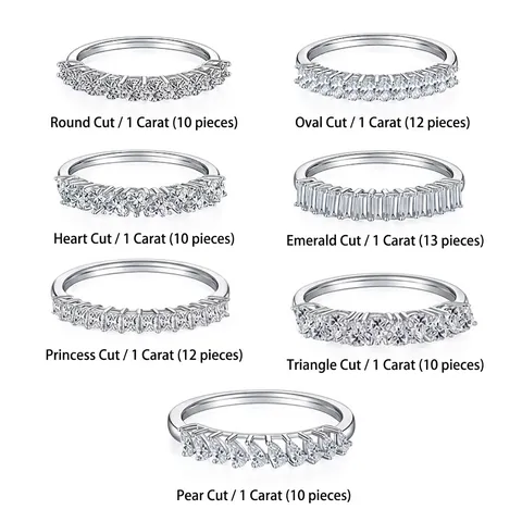 Δαχτυλίδι Moissanite Eternity Band 925 Sterling Silver D Color Sparkling Στοιβαζόμενο Γάμος Αρραβώνας Κομψό Γυναίκες