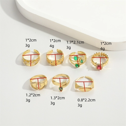 Anello Aperto In Zircone Minimalista Rame Placcato Oro Regolabile Geometrico Stile Retrò Gioiello Regalo Donna