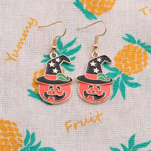 Halloween Pumpkin Ghost Witch Hat Star Jewelry Accessories Alloy Enamel Festive Necklace Earrings For Women