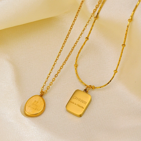 Collana Da Donna In Acciaio Inossidabile Placcato Oro 18K Con Pendente A Lettera Geometrica Stile INS Minimalista Gioielli