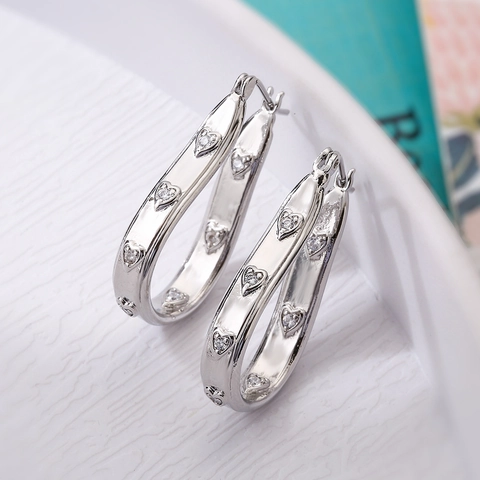 Geometrische Creolen Aus Kupfer Vergoldet Mit Zirkonia Herzmuster Minimalistischer Schmuck Für Damen
