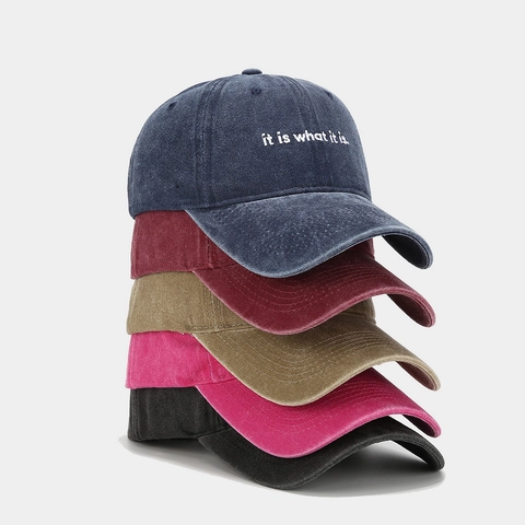 Gorra De Béisbol De Algodón Lavado Bordado De Letras Ajustable Gorro De Sol Para Exterior Para Hombres Y Mujeres